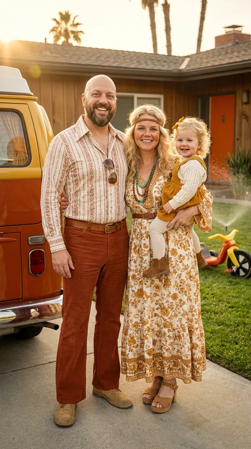 AI baby generator family portrait concept 70s American