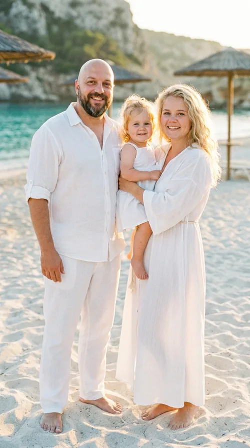 AI baby generator family portrait concept Luxury Beach